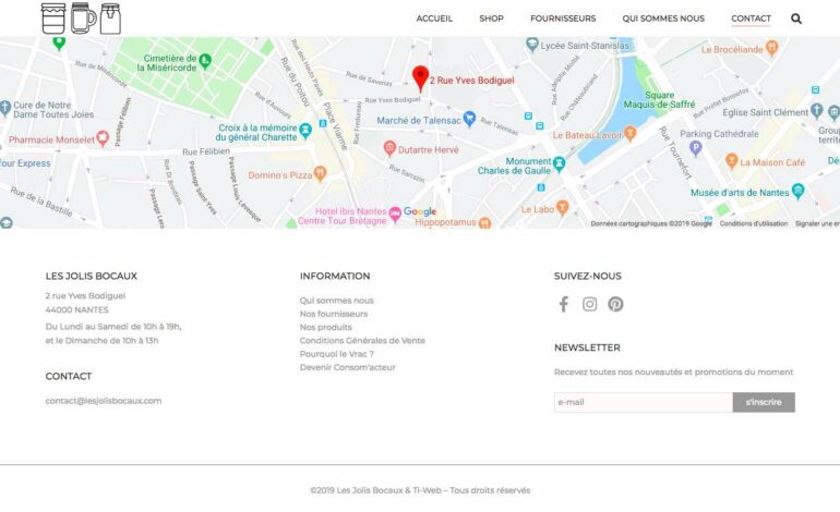 Création d'un site vitrine CMS WordPress, OpenSource et administrable facilement Installation d’un thème réadapté à la charte graphique existante Création de 5 pages de contenus Présentation de l’épicerie, de ses produits et de ses fournisseurs Formulaire de contact Module de Newsletter Liens vers les réseaux sociaux + Création d’un compte MailChimp pour la gestion des newsletters