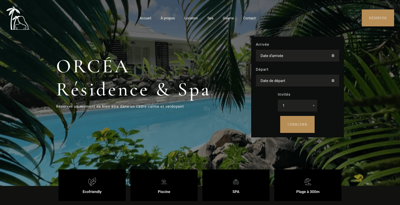 Création d'un site vitrine CMS WordPress, OpenSource et administrable facilement Installation d’un thème réadapté à la charte graphique existante Création de 7 pages de contenus Création de la fiche détaillé du logement Création des services SPA Présentation de domaine, de ses services et des alentours Plugin de réservation en ligne avec synchronisation des calendriers (AirBnb, Booking.com, CRM interne) Paiement en ligne sécurisé via PayPal Formulaire de contact Module de Newsletter Liens vers les réseaux sociaux + Création d’un compte PayPal Création d’un compte Google MyBusiness