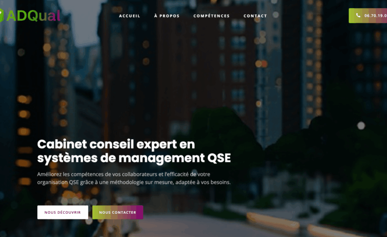 Création d'un site vitrine CMS WordPress, OpenSource et administrable facilement Installation d’un thème réadapté à la charte graphique existante Création de 4 pages de contenus Présentation du cabinet de conseil, de ses services et de ses clients Formulaire de contact Liens vers les réseaux sociaux professionnels